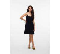 Trägerkleid VERO MODA "VMPRETTY SHORT SINGLET DRESS WVN GA NOOS", Damen, Gr. XS, N-Gr, schwarz, Web, Obermaterial: 100% Baumwolle, unifarben, regular fit kurz, Rundhals, Kleider Trägerkleid, Sommerkle