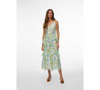 Vero Moda Smilla V-neck Long Frill ärmelloses Langes Kleid S Spun Sugar / Sally