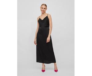 Trägerkleid VILA "VIRAVENNA STRAP ANKLE DRESS - NOOS", Damen, Gr. 40, N-Gr, schwarz, Web, Obermaterial: 100% Polyester, unifarben, slim fit, V-Ausschnitt, Kleider Trägerkleid, Kunstfaser, regular fit