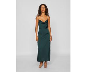 Trägerkleid VILA "VIRAVENNA STRAP ANKLE DRESS - NOOS", Damen, Gr. 42, N-Gr, grün (scarab), Web, Obermaterial: 100% Polyester, unifarben, slim fit, V-Ausschnitt, Kleider Trägerkleid, Kunstfaser, regula