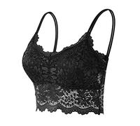 Trägerlos Gepolster BH Bralette Spitze Gepolstert Push-Up BH Bustier Große Größen Klassische Bequem Stretch Bra Running Bra für Fitness Yoga, Schwarz, M