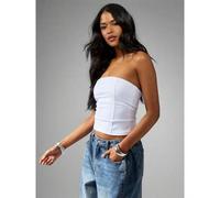 Trägerloses Crop Top im Korsett-Stil, Bandeau, figurbetont, Sommer Party Festival Club Grundausstattung Bustier, klassisch minimalistisches Damen Top