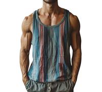 Trägershirt Herren Locker Print Bequeme Muskelshirtst Strand Achselshirt Bodybuilding Unterhemd Hawaii Shirt Festival Funktionsshirt Ärmelloses Kleidung Modische Sportunterhemden Muscle Tshirt