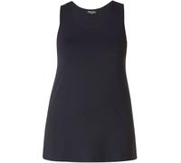 Trägertop BASE LEVEL CURVY, Damen, Gr. 44, blau (marine), Jersey, Obermaterial: 94% Viskose, 6% Elasthan, unifarben, figurbetont hüftbedeckend, Rundhals, Tops Trägertop, Hüftbedeckender Schnitt mit Sc