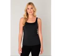 Trägertop BASE LEVEL, Damen, Gr. 46, schwarz, Jersey, Obermaterial: 87% Polyamid, 13% Elasthan, unifarben, Basic, regular fit hüftbedeckend, eckiger Ausschnitt, Tops Trägertop, in Basic-Optik (8512880