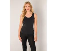 Trägertop BASE LEVEL "Yippie", Damen, Gr. 38, schwarz, Jersey, Obermaterial: 94% Baumwolle, 6% Elasthan, unifarben, Basic, figurbetont taillenbedeckt, Rundhals, Tops Trägertop, mit breiten Trägern (85