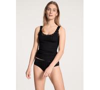Calida Etude Toujours Tank Top Damen, mit Swiss+Cotton-Gütesiegel, edle Nadelstreifen-Optik und zarte Spitze am Ausschnitt