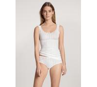 Calida Etude Toujours Tank Top Damen, mit Swiss+Cotton-Gütesiegel, edle Nadelstreifen-Optik und zarte Spitze am Ausschnitt