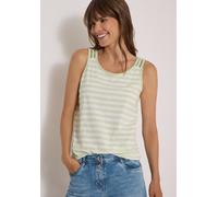 Trägertop CECIL, Damen, Gr. L (42), raw matcha lime, Web, 100% Baumwolle, gestreift, comfort fit normal, V-Ausschnitt, normaler Saum, Tops Trägertop, Jersey (48348307-L) raw matcha lime