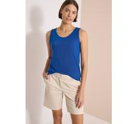 Trägertop CECIL, Damen, Gr. L (42), surf blau, Stoff, 65% Viskose, 35% Polyester, unifarben, comfort fit normal, V-Ausschnitt, abgesteppt, Tops Trägertop, in Leinen-Optik (64903430-L) surf blau