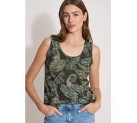 Trägertop CECIL, Damen, Gr. S (38), raw khaki, Web, 100% Baumwolle, Paisley, normal normal, V-Ausschnitt, abgesteppt, Tops Trägertop, aus reiner Baumwolle (36904711-S) raw khaki
