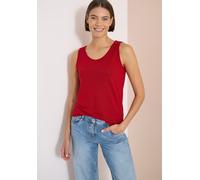 Trägertop CECIL, Damen, Gr. XL (44), tamarillo rot, Stoff, 65% Viskose, 35% Polyester, unifarben, comfort fit normal, V-Ausschnitt, abgesteppt, Tops Trägertop, in Leinen-Optik (94059916-XL) tamarillo