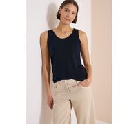Trägertop CECIL, Damen, Gr. XL (44), universal blau, Stoff, 65% Viskose, 35% Polyester, unifarben, comfort fit normal, V-Ausschnitt, abgesteppt, Tops Trägertop, in Leinen-Optik (88121407-XL) universal