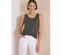 Trägertop CECIL, Damen, Gr. XXL (46), khaki, Stoff, 65% Viskose, 35% Polyester, unifarben, comfort fit normal, V-Ausschnitt, abgesteppt, Tops Trägertop, in Leinen-Optik (50424443-XXL) khaki