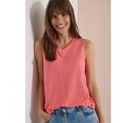 Trägertop CECIL, Damen, Gr. XXL (46), rosa (coral), Web, 100% Baumwolle, unifarben, normal normal, V-Ausschnitt, abgesteppt, Tops Trägertop, aus reiner Baumwolle (20217514-XXL) coral