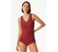 Trägertop Feinripp Nadelzug Spitze dunkelrot - Revival Marie 46