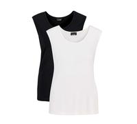 Trägertop GOLDNER "Kurzgröße Doppelpack aus weichem Viskose-Jersey", Damen, Gr. 23, schwarz-weiß (schwarz, weiß), Obermaterial: 95% Viskose CV. 5% Elasthan EL., Basic, normal, Rollkante, Tops Trägerto