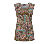 Trägertop GOLDNER "Kurzgröße Viskoseshirt mit Muster-Mix", Damen, Gr. 23, bunt (bunt, gemustert), Obermaterial: 95% Viskose CV. 5% Elasthan EL., Tops Trägertop, aufwendige Paillettenstickerei am Aussc
