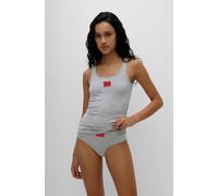 Trägertop HUGO UNDERWEAR "VEST RED LABEL", Damen, Gr. L (40), grau (medium grau), Jersey, Obermaterial: 93% Baumwolle, 7% Elasthan, kontrastfarbene Details, unifarben, körpernah, tiefer Rundhals, Tops