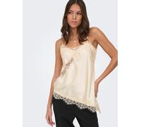Trägertop JDY "JDYFIFI S/L ASYM LACE SINGLET WVN NOOS", Damen, Gr. S, beige (birch detail:birch lace), Web, Obermaterial: 100% Polyester, regular fit normal, V-Ausschnitt, Tops Trägertop, Polyester, r