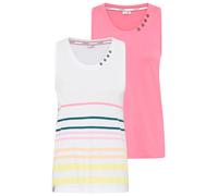 Trägertop KANGAROOS, Damen, Gr. 40/42, weiß gestreift, pink, Jersey, Obermaterial: 50% Baumwolle, 50% Modal, A-Linie hüftlang, Rundhals, Tops Trägertop, A-Linien-Schnitt, Rundhalsausschnitt, aus Baumw