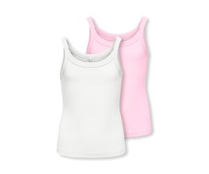 Trägertop KIDS ONLY "KOGJILL LIFE S/L TOP CS JRS 2-PACK", Mädchen, Gr. 122/128, rosa (sweet lila pack:cloud dancer), Jersey, Obermaterial: 95% Baumwolle, 5% Elasthan, unifarben, normal, ohne Ausschnit