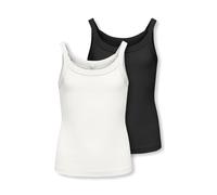 Trägertop KIDS ONLY "KOGJILL LIFE S/L TOP CS JRS 2-PACK", Mädchen, Gr. 122/128, schwarz-weiß (schwarz pack:cloud dancer), Jersey, Obermaterial: 95% Baumwolle, 5% Elasthan, unifarben, normal, ohne Auss