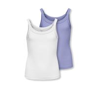 Trägertop KIDS ONLY "KOGJILL LIFE S/L TOP CS JRS 2-PACK", Mädchen, Gr. 122/128, weiß (sweet lavender pack:cloud dancer), Jersey, Obermaterial: 95% Baumwolle, 5% Elasthan, unifarben, normal, ohne Aussc