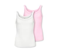 Trägertop KIDS ONLY "KOGJILL LIFE S/L TOP CS JRS 2-PACK", Mädchen, Gr. 134/140, rosa (sweet lila pack:cloud dancer), Jersey, Obermaterial: 95% Baumwolle, 5% Elasthan, unifarben, normal, ohne Ausschnit