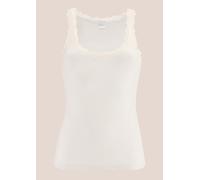 Trägertop MADELEINE "Spitzentop Ärmelloses Sommer-Top mit edler Spitze", Damen, Gr. 42, beige (berber), Obermaterial: 46% Baumwolle CO. 46% Modal CMD. 8% Elasthan EL., Modern, normal, Tops Trägertop,