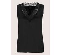 Trägertop MADELEINE "Top Lingerie-Top aus Seidensatin", Damen, Gr. 34, schwarz, Obermaterial: 92% Seide silk. 8% Elasthan EL., Modern, normal, V-Ausschnitt, Tops Trägertop, edle Spitze am Ausschnitt (