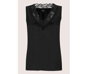 Trägertop MADELEINE "Top Lingerie-Top aus Seidensatin", Damen, Gr. 34, schwarz, Obermaterial: 92% Seide silk. 8% Elasthan EL., Modern, normal, V-Ausschnitt, Tops Trägertop, edle Spitze am Ausschnitt (