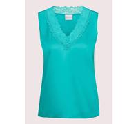 Trägertop MADELEINE "Top Lingerie-Top aus Seidensatin", Damen, Gr. 44, türkisblau, Obermaterial: 92% Seide silk. 8% Elasthan EL., Modern, normal, V-Ausschnitt, Tops Trägertop, edle Spitze am Ausschnit