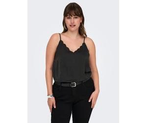 Trägertop ONLY CARMAKOMA "CARDEBBIE SINGLET WVN NOOS", Damen, Gr. 48, schwarz, Web, Obermaterial: 100% Polyester, unifarben, regular fit normal, Rundhals, Tops Trägertop (36563733-48) schwarz