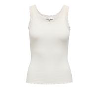 Trägertop ONLY CARMAKOMA "CARSARA SHARAI LACE TANK TOP JRS NOOS", Damen, Gr. M, cloud dancer, Jersey, Obermaterial: 94% Baumwolle, 6% Elasthan, unifarben, normal, Rundhals, Tops Trägertop, mit Spitze