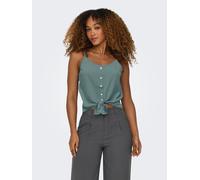 Trägertop ONLY "ONLLECEY SL KNOT SINGLET NOOS WVN", Damen, Gr. L, balsam grün, Web, Obermaterial: 63% Polyester, 27% Viskose, 10% Nylon, unifarben, regular fit normal, Rundhals, Tops Trägertop, Materi