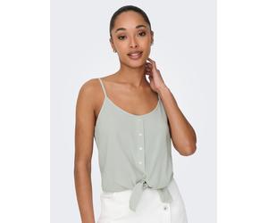 Trägertop ONLY "ONLLECEY SL KNOT SINGLET NOOS WVN", Damen, Gr. L, cloud dancer stripes:w lilypad, Web, Obermaterial: 63% Polyester, 27% Viskose, 10% Nylon, gestreift, regular fit normal, Rundhals, Top