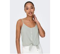 Trägertop ONLY "ONLLECEY SL KNOT SINGLET NOOS WVN", Damen, Gr. M, cloud dancer stripes:w lilypad, Web, Obermaterial: 63% Polyester, 27% Viskose, 10% Nylon, gestreift, regular fit normal, Rundhals, Top