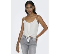 Trägertop ONLY "ONLLECEY SL KNOT SINGLET NOOS WVN", Damen, Gr. M, cloud dancer, Web, Obermaterial: 63% Polyester, 27% Viskose, 10% Nylon, unifarben, regular fit normal, Rundhals, Tops Trägertop, Mater