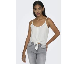 Trägertop ONLY "ONLLECEY SL KNOT SINGLET NOOS WVN", Damen, Gr. M, cloud dancer, Web, Obermaterial: 63% Polyester, 27% Viskose, 10% Nylon, unifarben, regular fit normal, Rundhals, Tops Trägertop, Mater