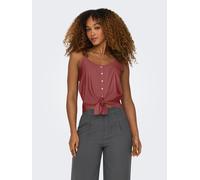 Trägertop ONLY "ONLLECEY SL KNOT SINGLET NOOS WVN", Damen, Gr. XL, apple butter, Web, Obermaterial: 63% Polyester, 27% Viskose, 10% Nylon, unifarben, regular fit normal, Rundhals, Tops Trägertop, Mate