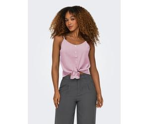 Trägertop ONLY "ONLLECEY SL KNOT SINGLET NOOS WVN", Damen, Gr. XS, foxglove stripes:cloud dancer, Web, Obermaterial: 63% Polyester, 27% Viskose, 10% Nylon, gestreift, regular fit normal, Rundhals, Top