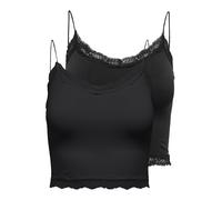 Trägertop ONLY "ONLVICKY LACE SEAML 2-PACK CROPPED TOP", Damen, Gr. L/XL, schwarz (schwarz pack:schwarz, schwarz), Jersey, Obermaterial: 92% Polyamid, 8% Elasthan, unifarben, kurz, Rundhals, Tops Träg