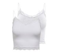 Trägertop ONLY "ONLVICKY LACE SEAML 2-PACK CROPPED TOP", Damen, Gr. XS, weiß (weiß pack:weiß, weiß), Jersey, Obermaterial: 92% Polyamid, 8% Elasthan, unifarben, kurz, Rundhals, Tops Trägertop (4414615