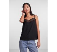 Trägertop PIECES "PCTIFFANY STRAP LACE TOP WVN NOOS BC", Damen, Gr. XS, schwarz, Web, Obermaterial: 100% Polyester, unifarben, regular fit normal, V-Ausschnitt, Tops Trägertop, Kunstfaser, regular fit