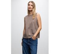 Trägertop STREET ONE, Damen, Gr. 34, silk braun, Samt, 90% Polyester, 10% Elasthan, unifarben, normal normal, Rundhals, abgesteppt, Tops Trägertop, aus elastischem Materialmix (54393632-34) silk braun