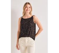 Trägertop STREET ONE, Damen, Gr. 36, braun (molten earth), Stoff, 95% Viskose, 5% Elasthan, gemustert, normal normal, U-Boot-Ausschnitt, abgesteppt, Tops Trägertop, mit reflektierenden Details (625643