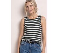 Trägertop STREET ONE, Damen, Gr. 38, deep bound grün, Web, 65% Baumwolle, 35% Polyester, gestreift, normal normal, U-Boot-Ausschnitt, abgesteppt, Tops Trägertop (14489159-38) deep bound grün