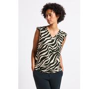 Trägertop STREET ONE, Damen, Gr. 38, grün (pine grove grün), Stoff, Vorderseite: 100% Viskose; Rückseite: 95% Viskose, 5% Elasthan, bedruckt, gerade normal, V-Ausschnitt, Bündchen, Tops Trägertop, mit