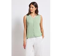 Trägertop STREET ONE, Damen, Gr. 38, grün (soft jade grün), Stoff, Vorderseite: 100% Viskose; Rückseite: 95% Viskose, 5% Elasthan, unifarben, normal normal, V-Ausschnitt, Bündchen, Tops Trägertop, mit